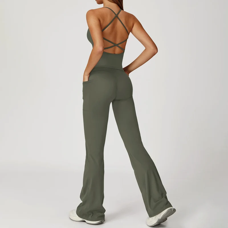 YIYI Wholesale 5pcs Summer High Quality Workout Suits Cooling Flare Leggings Athletic Sets Girls Gym Clothing Sets for Women