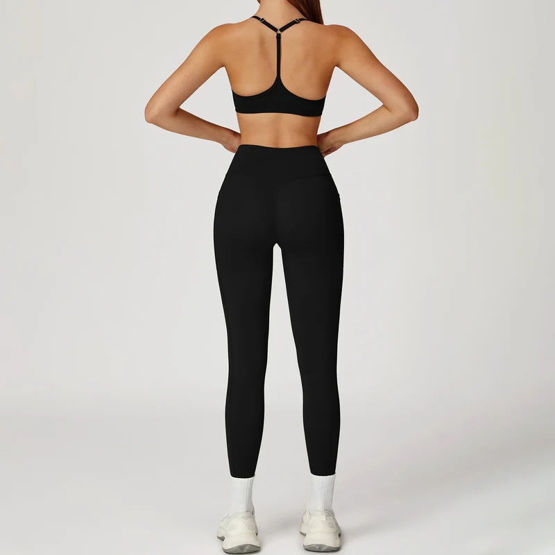 YIYI Wholesale 5pcs Summer High Quality Workout Suits Cooling Flare Leggings Athletic Sets Girls Gym Clothing Sets for Women