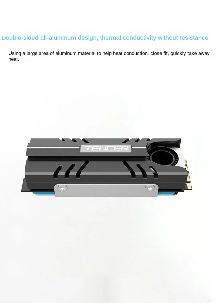 TEUCER M.2 2280 NVME SSD Cooling Vest Radiator Heat Sink with Fan in Stock