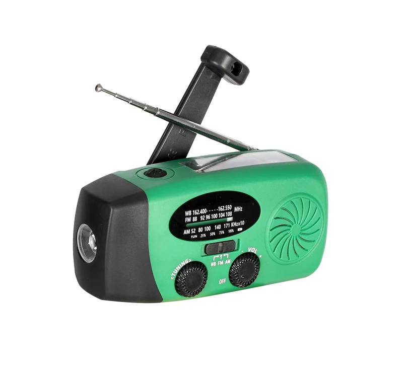 Emergency Hand Crank Radio with LED Flashlight, AM/FM NOAA Portable Weather Radio 2000mAh Power Bank Phone Charger for Camping