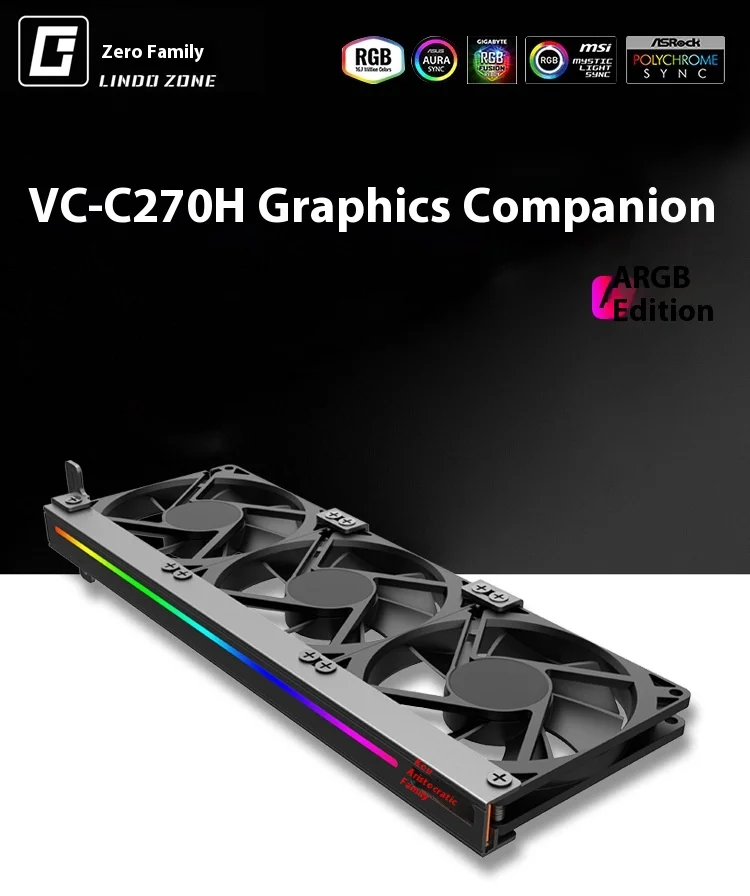 TEUCER VC-C270 Auxiliary PCI Case Ball Bearing Plastic Heatsink for Graphics Card Cooler Efficient CPU Computer Cooling Fan