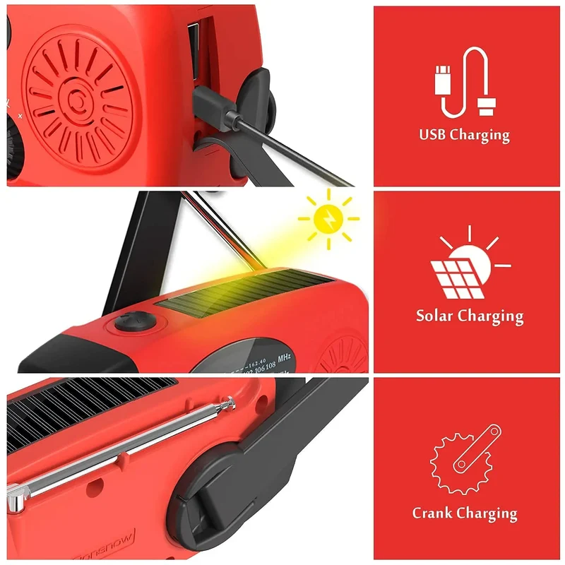 Home System Camping Light Storm Receiver Am/fm/noaa Emergency Radio Hand Crank Solar Weather Fm Radio 2000mah