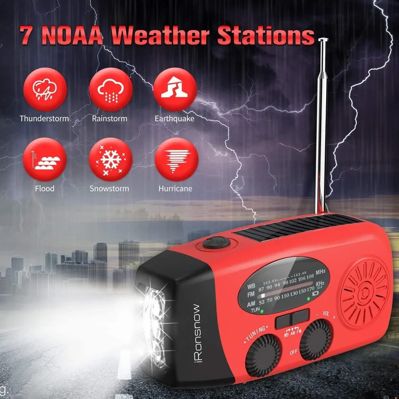 Home System Camping Light Storm Receiver Am/fm/noaa Emergency Radio Hand Crank Solar Weather Fm Radio 2000mah