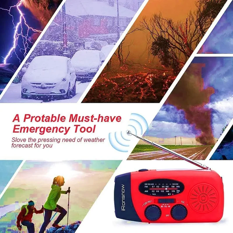 Home System Camping Light Storm Receiver Am/fm/noaa Emergency Radio Hand Crank Solar Weather Fm Radio 2000mah