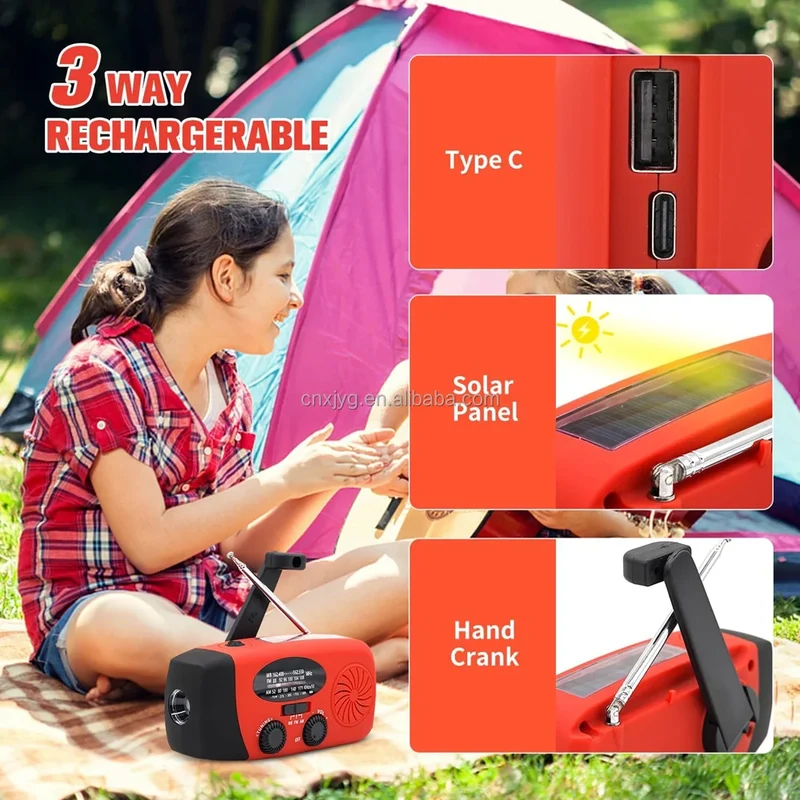 Home System Camping Light Storm Receiver Am/fm/noaa Emergency Radio Hand Crank Solar Weather Fm Radio 2000mah