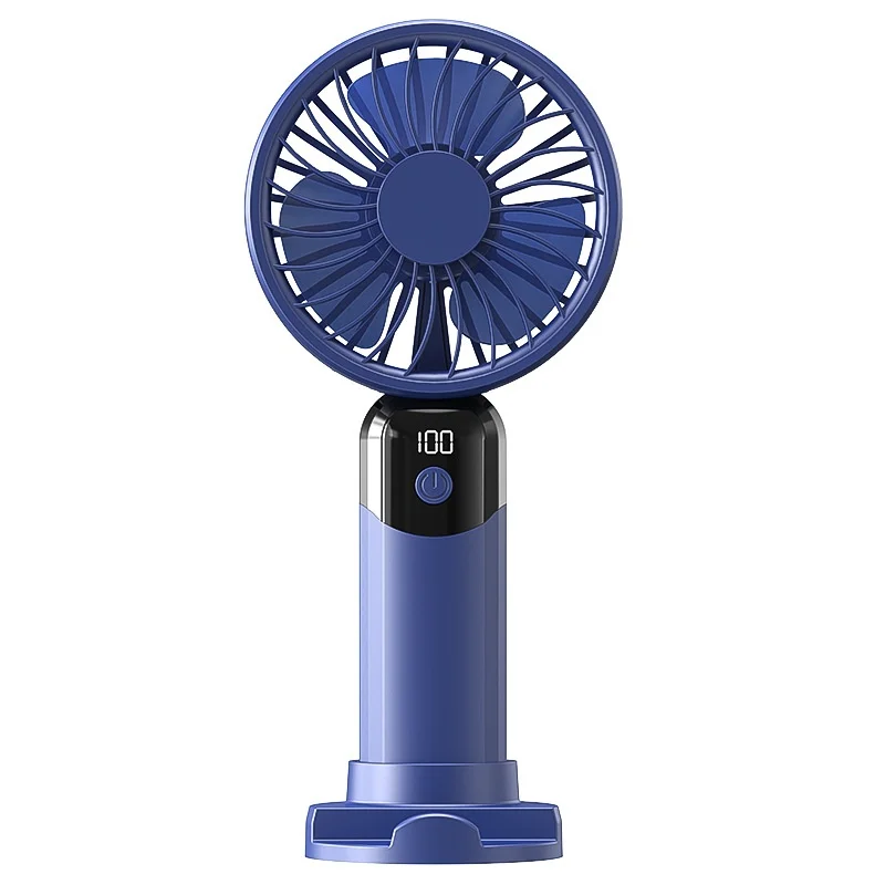 USB Portable 6-Speed Digital Display Fan Mini Handheld Large Wind Silent Desktop Cooling Gift Foldable for Household Car Use