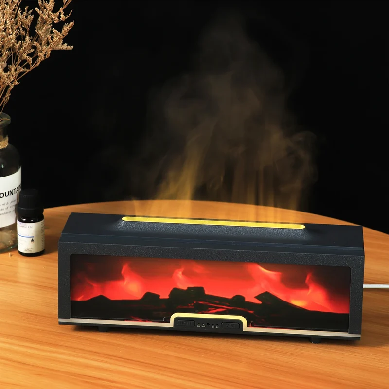 Fireplace Diffusor Match Flame Humidifier Essential Oil Diffuser Flame Home Commercial LED Light Air Humidifier Cool Mist