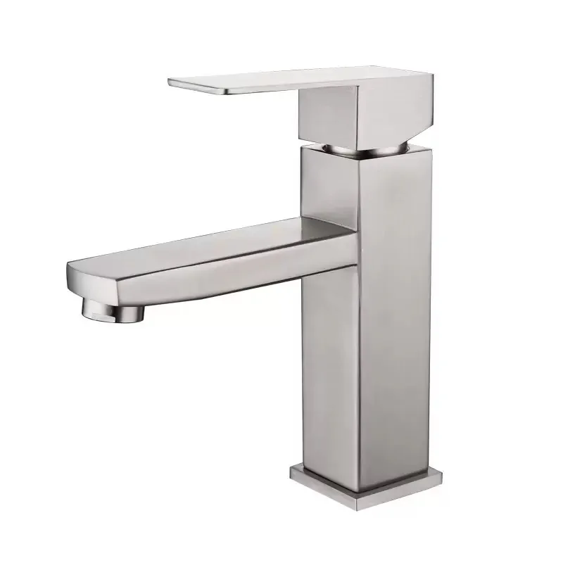 Single-Hole on Stage Stainless Steel Brass Basin Faucet Hot and Cold Metered Faucet for Bathroom and Living Room for Hotels