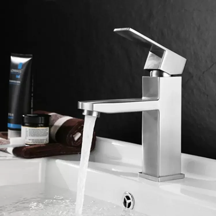 Single-Hole on Stage Stainless Steel Brass Basin Faucet Hot and Cold Metered Faucet for Bathroom and Living Room for Hotels