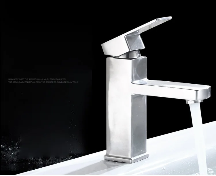 Single-Hole on Stage Stainless Steel Brass Basin Faucet Hot and Cold Metered Faucet for Bathroom and Living Room for Hotels