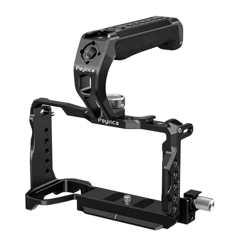 A6700 Camera Cage with Top Handle and Cold Shoe for A6700 Aluminum Alloy Anti-Scratch DSLR Rig Kit Accessories