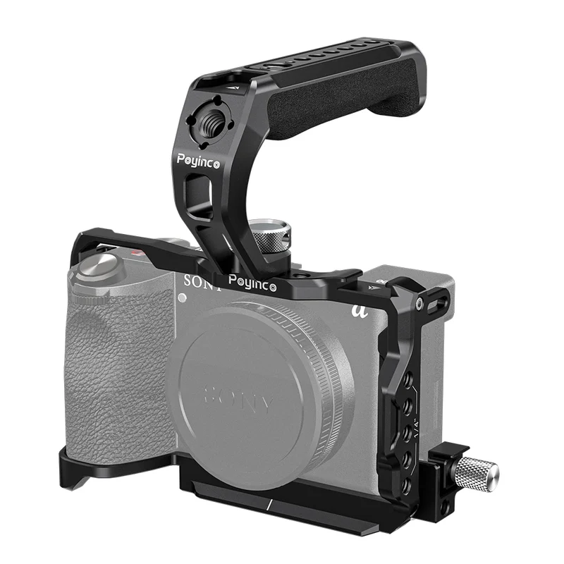 A6700 Camera Cage with Top Handle and Cold Shoe for A6700 Aluminum Alloy Anti-Scratch DSLR Rig Kit Accessories