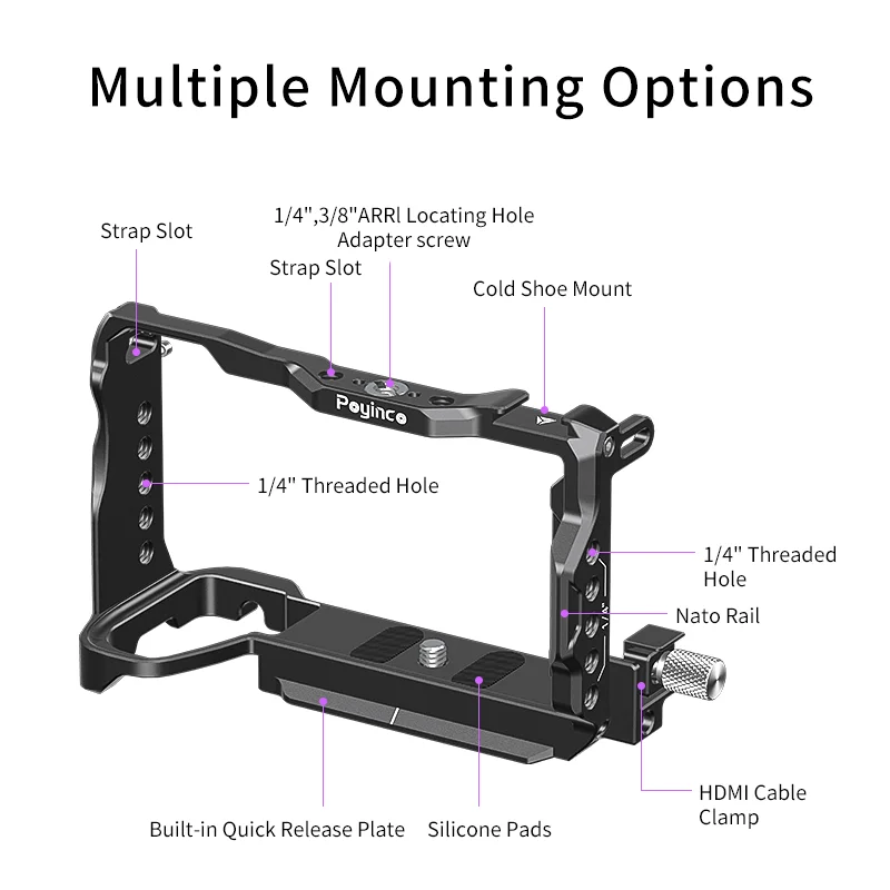A6700 Camera Cage with Top Handle and Cold Shoe for A6700 Aluminum Alloy Anti-Scratch DSLR Rig Kit Accessories