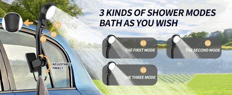 Portable Shower for Camping, 8000mAh Rechargeable Camping Shower with Intelligent LED Display, 4 Spray Modes