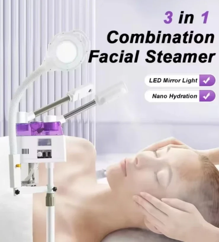 Ozone Aromatherapy Facial Sauna Hot Sale 3 in 1 Steamer Face Steam Spa Vapor Hot and Cold Spray 2025 Vapor