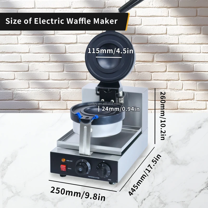 Adjustable 50-250℃/122-482℉ Non-Stick Coating UFO Burger Ice Cream Filling Waffle Maker Sandwich Press for Snack Machines