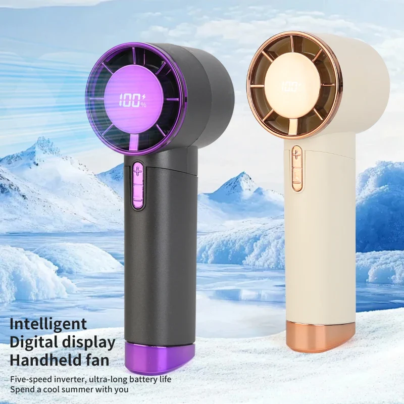2025 Portable Wearable Mini Turbo Cooling Handheld Fan 100 High-Speed Type-C Rechargeable New Design Small Portable Hand Fan