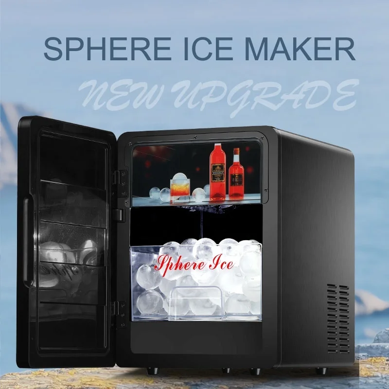 ETL/CE Counter Top Home Sphere Ice Machine Crystal Ice Ball 4Pcs Per Cycle 160Pcs and 10Kgs Per Day for Cocktails Drinks Whiskey