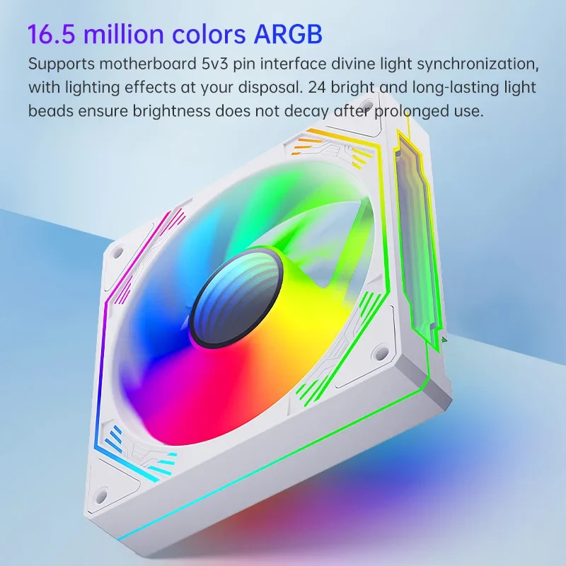 SNOWMAN ARGB Cooling Fan Desktop PC Cabinet Cooling Fan High Air Flow PWM 4 Pin ARGB PC Fan Cooler