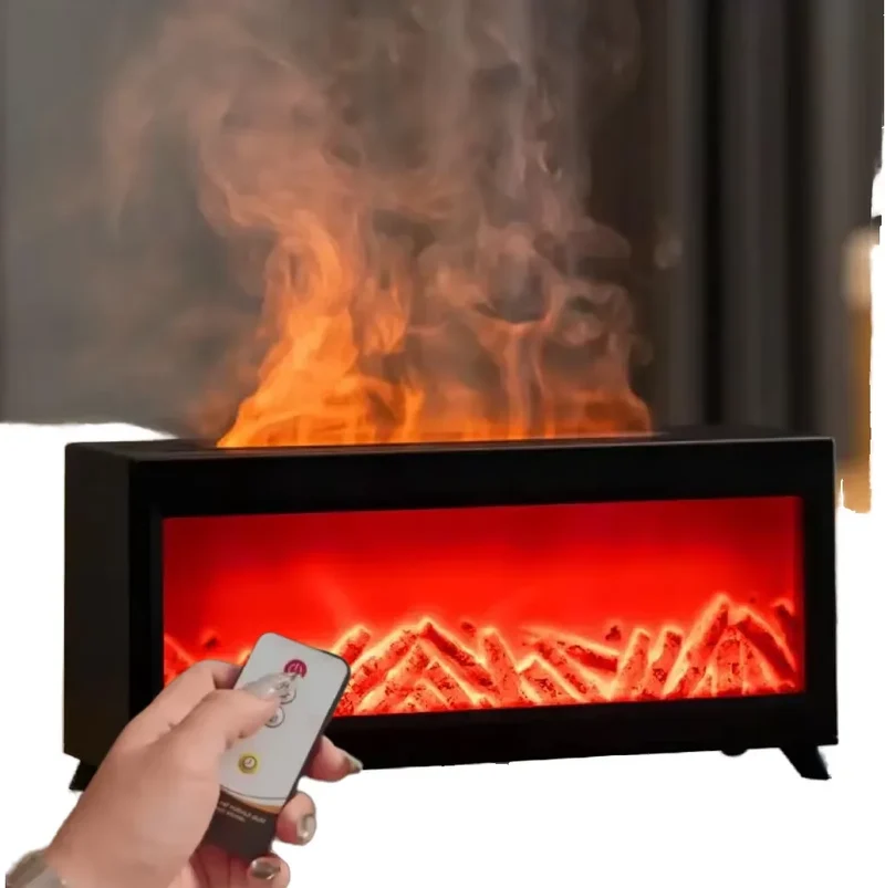 New Retro 3D Simulation Electric Desktop Humidifier Aromatherapy Remote Control Home Plastic Power Source Fireplace Household