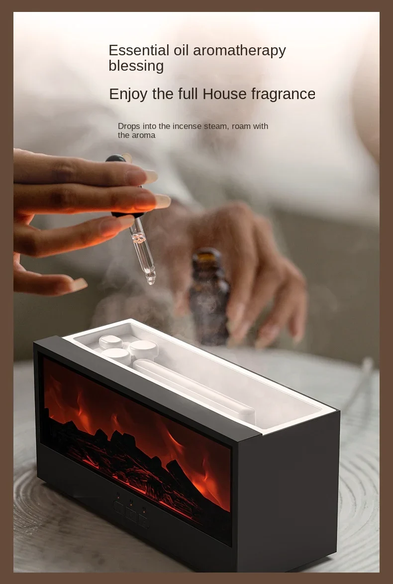 New Retro 3D Simulation Electric Desktop Humidifier Aromatherapy Remote Control Home Plastic Power Source Fireplace Household