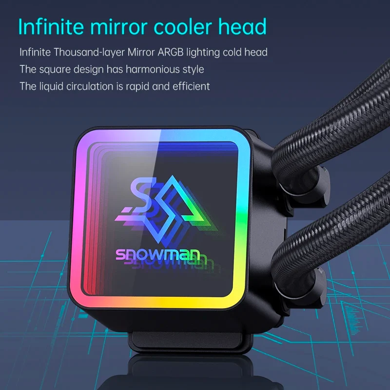 SNOWMAN KS240 Gaming AIO CPU Liquid Cooler PWM ARGB Lighting Radiator Cooling System CPU Liquid Cooler LGA1700 1366 AM5 AM4