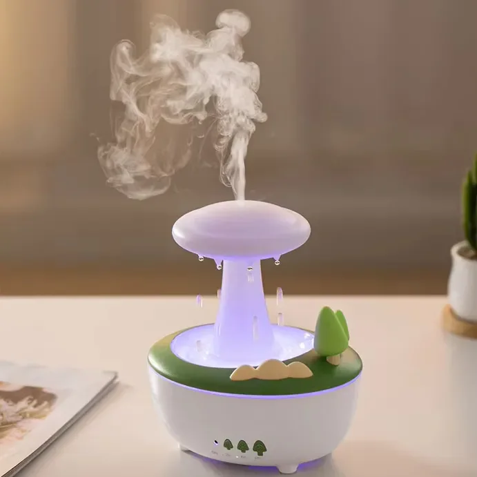 2025 New Trending 3D Simulation Landscape RainDrop Air Humidifier 7 Color Night Lights 280ML Aromatherapy Fragrant Oil Diffuser