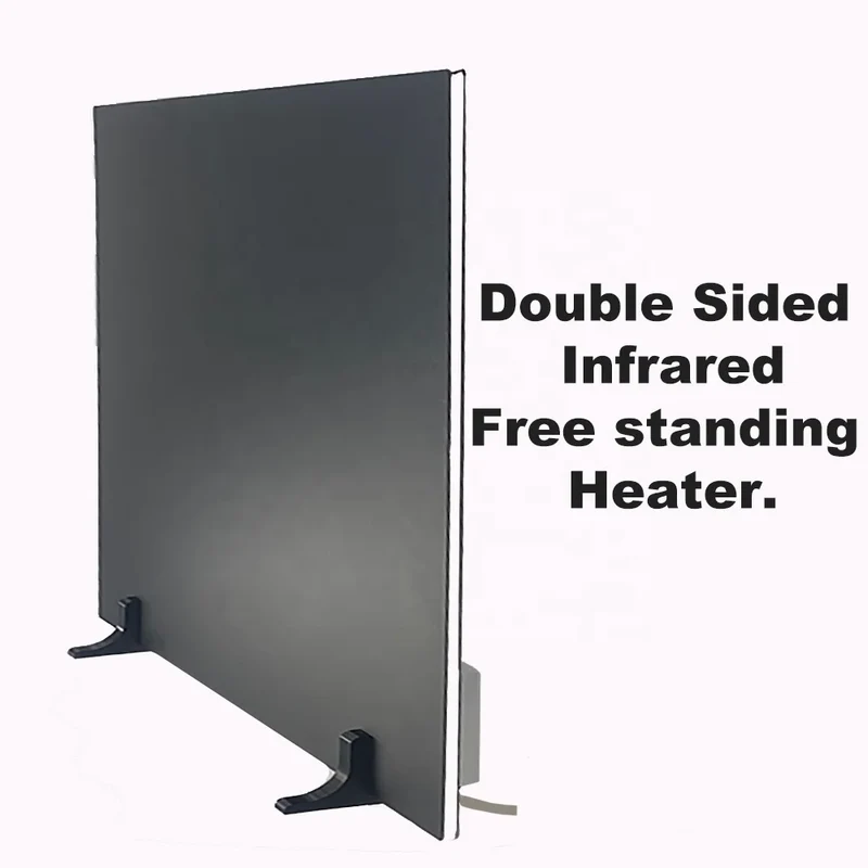 500W Freestanding Solar Portable Far Infrared Heater Panel Radiant Thermostat Remote Control Energy Efficient for Bathroom