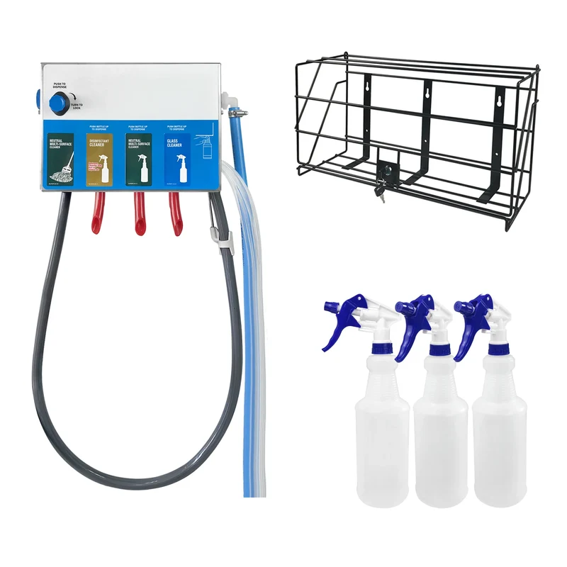 8134-7970 4-products Spray Bottle&Mop Bucket, Chemical Proportioner with Locking Cage