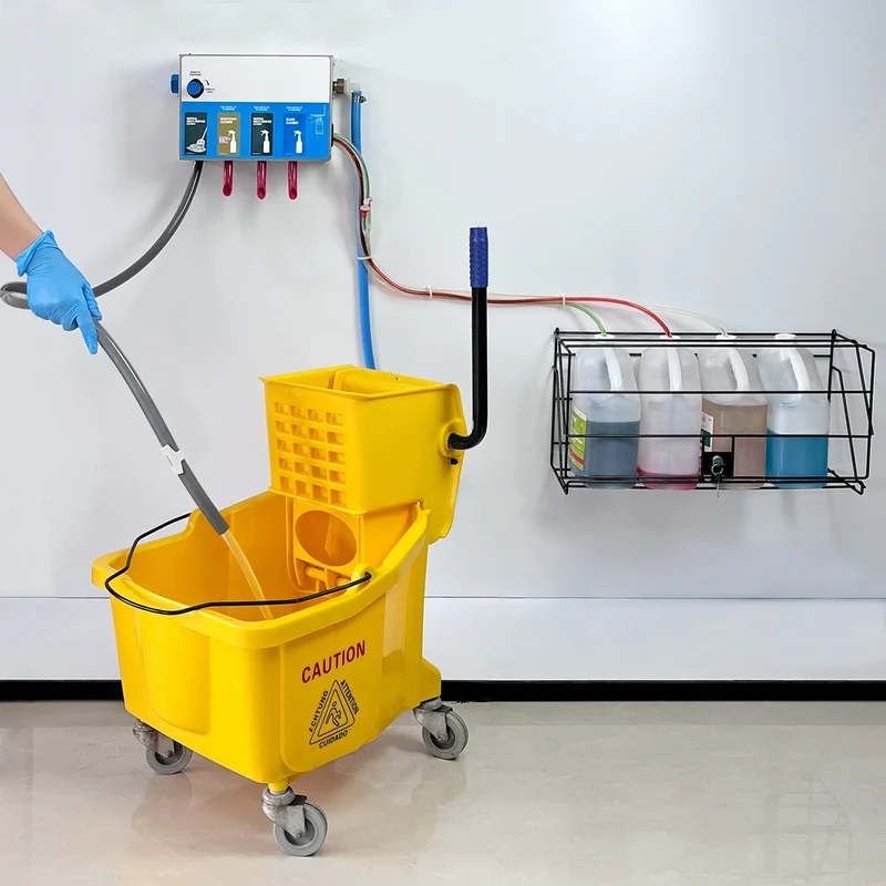 8134-7970 4-products Spray Bottle&Mop Bucket, Chemical Proportioner with Locking Cage