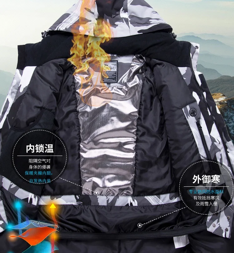 Wholesale Waterproof Allover Print Men's Ski Jacket, Mens Ski Wear, Ski Clothes for Men