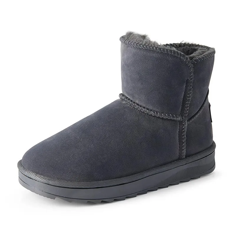 Sport Men Winter Snow Boots Ankle High Plush Lined EVA Midsole Anti Slip Rubber Sole Faux Suede Round Toe Warm Bootie