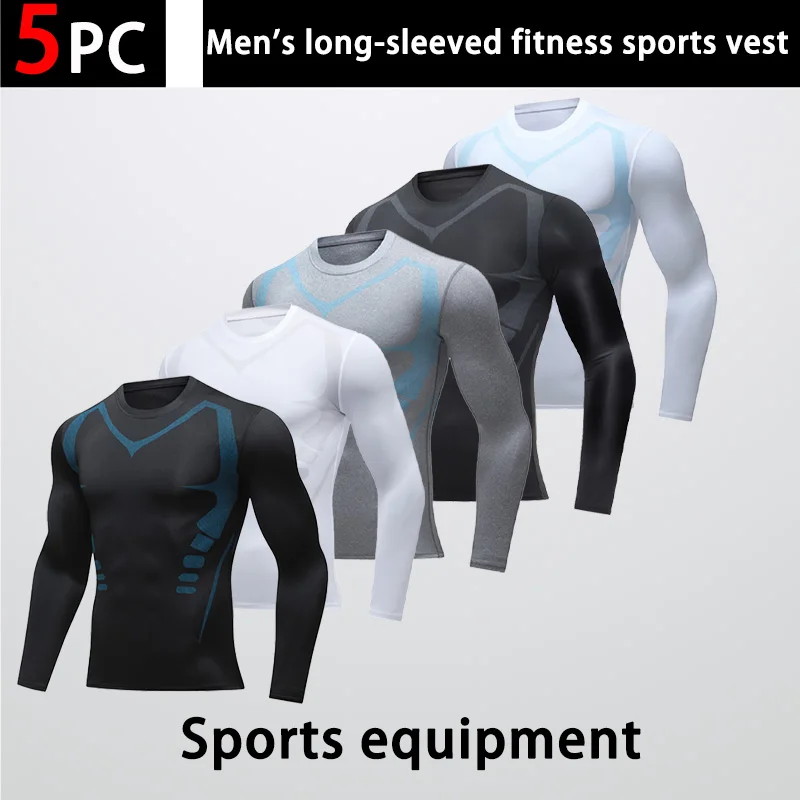 USA Warehouse 3 Pack Compression Shirts for Men Long Sleeve Athletic Base Layer Undershirt Gear T Shirt for Workout