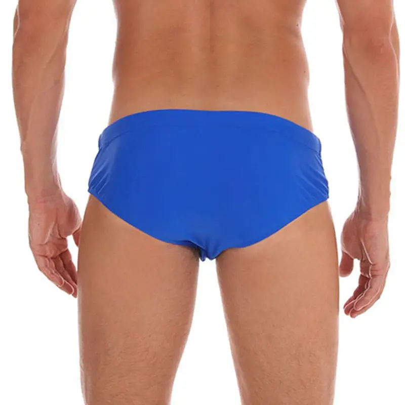 Drawstring Non-slip Solid Color Low-rise Removable Padded Casual Men's Briefs Swim Shorts Underwear