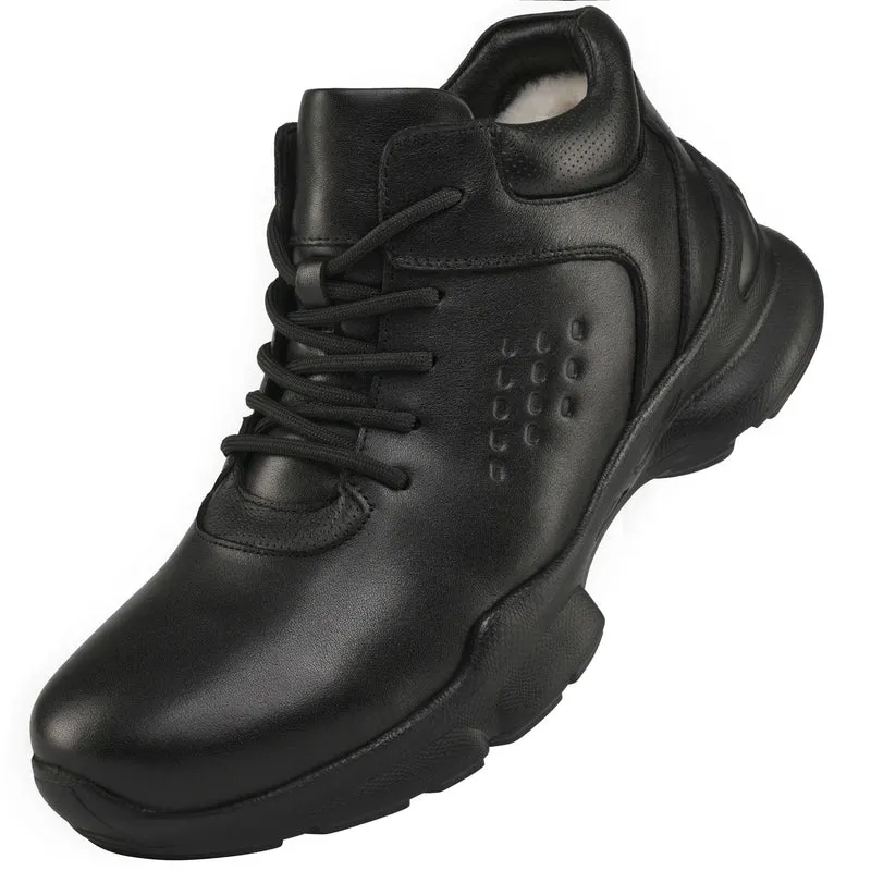 Men's Genuine Leather Ankle Boots Round Toe Rubber Outsole EVA Midsole Plush Lining Comfortable Autumn Wear