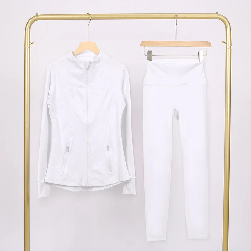 Women Yoga Jacket Women's Yoga 2-piece Set Jacket Yoga Wear Sports Fitness Yoga Wear Short Stand Collar Zipper
