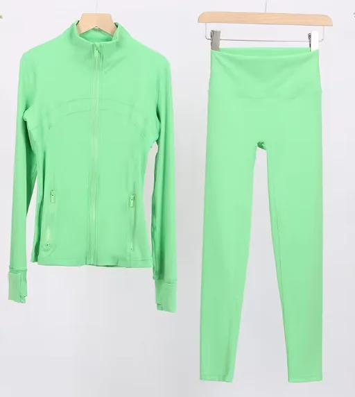 Women Yoga Jacket Women's Yoga 2-piece Set Jacket Yoga Wear Sports Fitness Yoga Wear Short Stand Collar Zipper