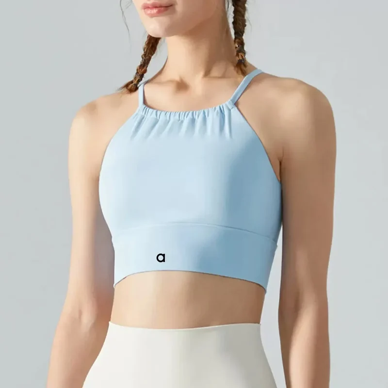 Women's Sexy Fitness Yoga Top, with Thin Straps, Cross-back, Short-length Woven Fabric, Suitable for Exercise