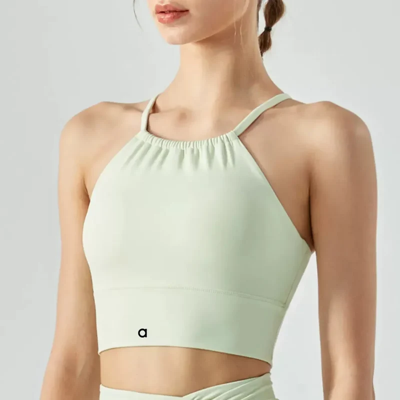Women's Sexy Fitness Yoga Top, with Thin Straps, Cross-back, Short-length Woven Fabric, Suitable for Exercise