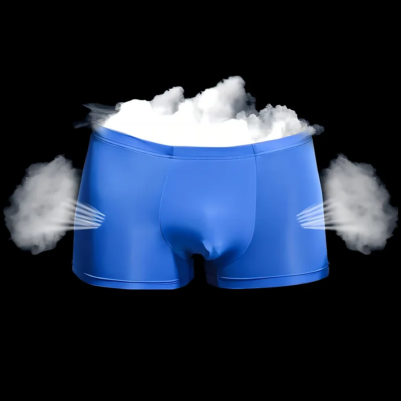 Boxer Briefs Pure Color Breathable Knitted Low-rise Ultra-thin Polyamide Ice Silk Quick-dry Men's Underwear Waist Silk Screen