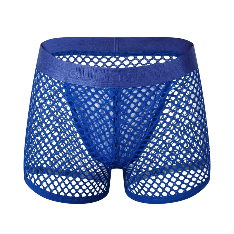 Boxer Sexy Breathable Knitted Big Mesh Translucent Fashionable Erotic Men's Trunks Underwear Daily Casual Home Wear Shorts
