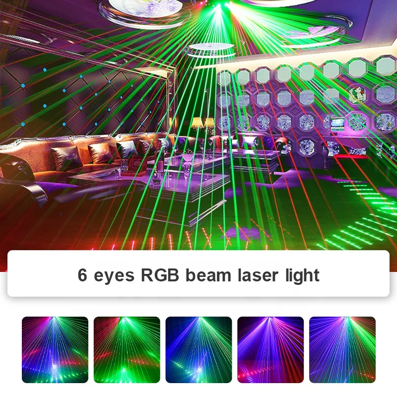 High Brightness DMX512 Laser Beam Light Projector Show Stage DJ Equipment 6 Eyes sharp Beam Moving Head Light