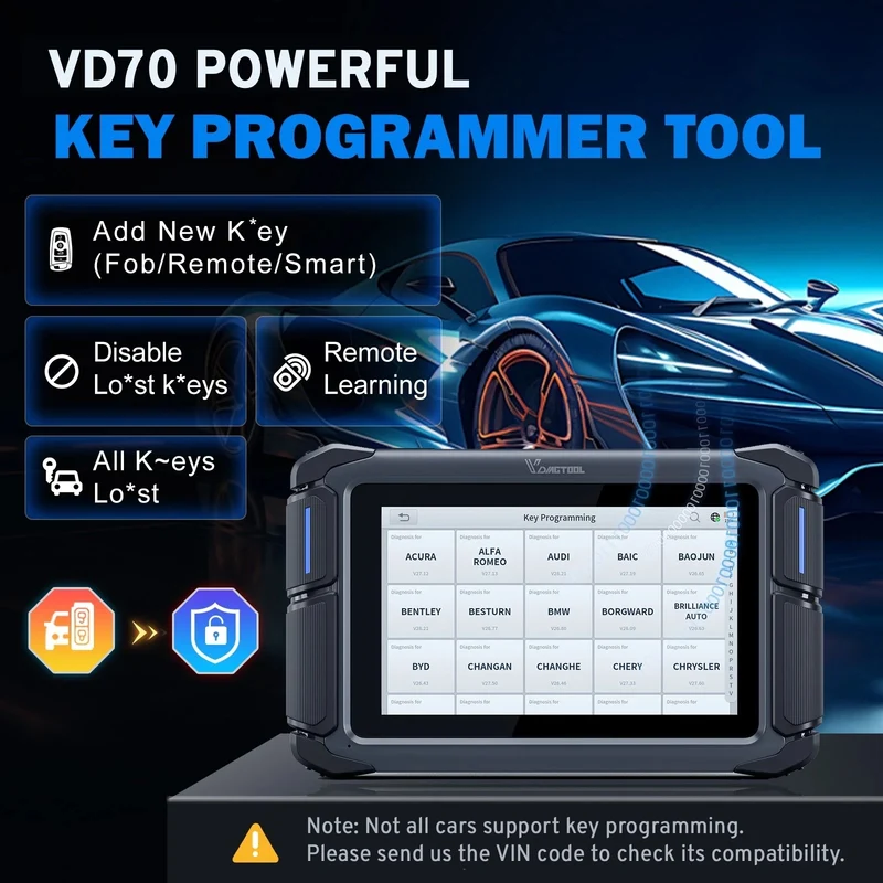 USA Warehouse VD70 All Keys Lost Smart Key Programming Machine Key Code Reader Auto Key Programmer Full System Diagnostic Tool