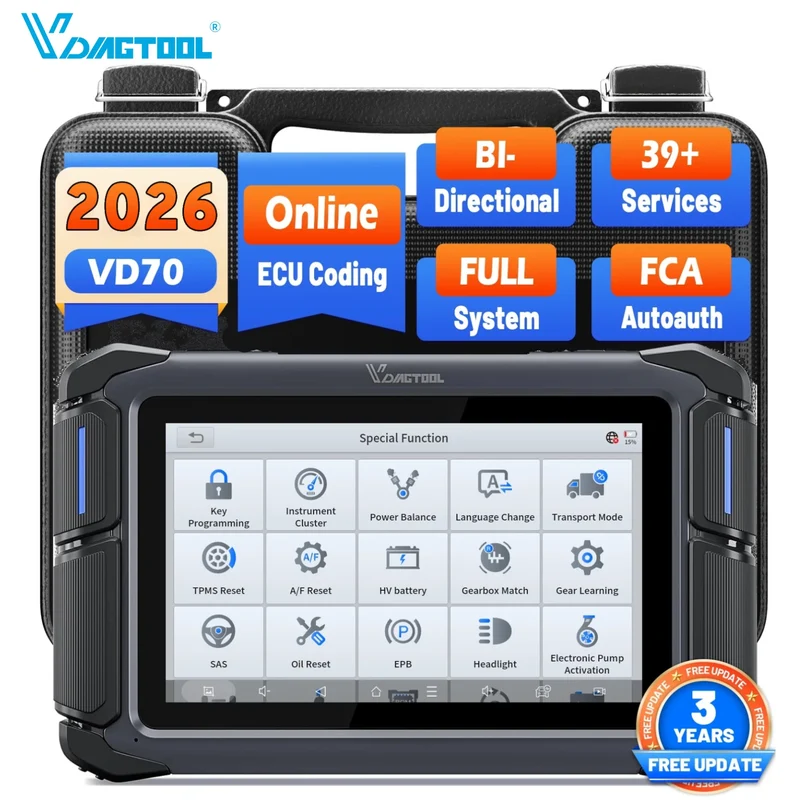 2026 New USA Warehouse VD70 Key Fob Programmer Automotive Immo Car Key Tool Universal Full System Diagnostic Tool with 39+ Reset