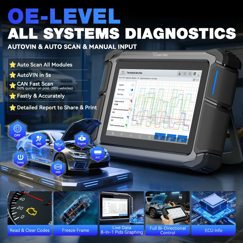 2026 New USA Warehouse VD70 Key Fob Programmer Automotive Immo Car Key Tool Universal Full System Diagnostic Tool with 39+ Reset