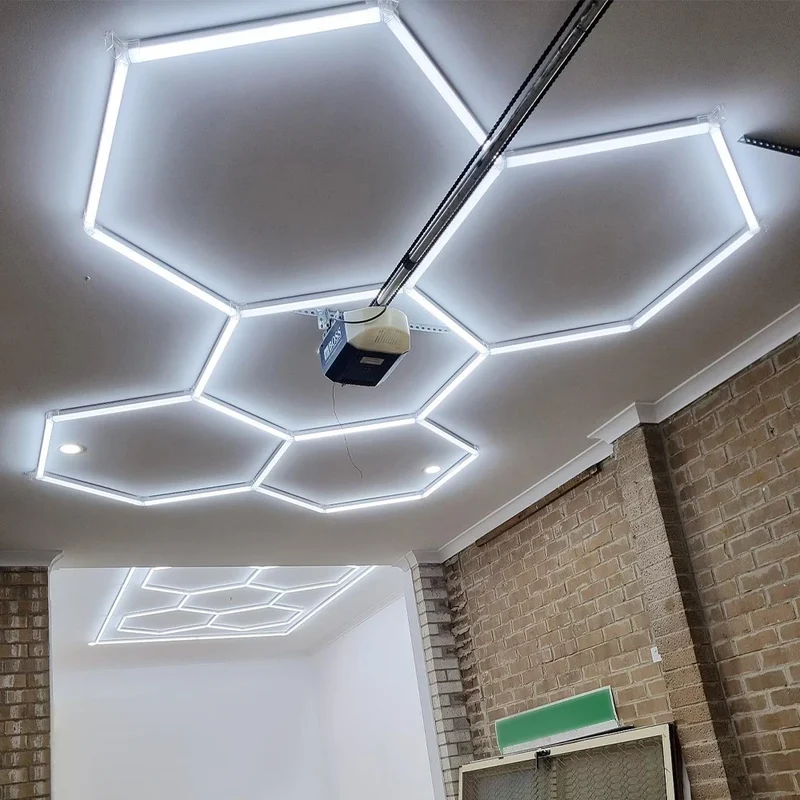 High Quality Exagonal Professional Detailing Workshop Hexagonal Garage Work Led Lights Car Wash Light Fixtures
