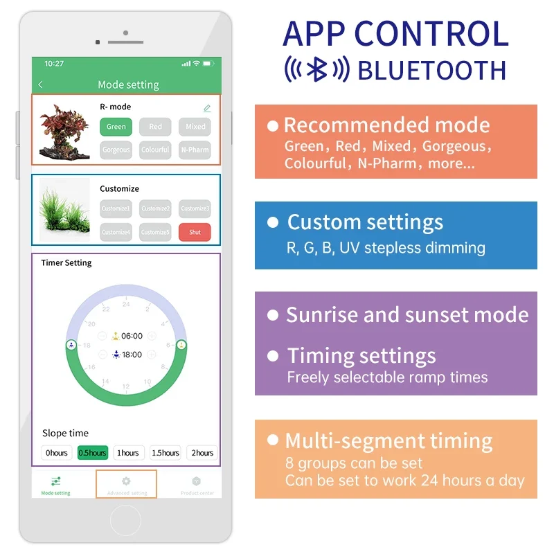 WEEKAQUA L1200K Pro 120CM APP Control Cycle Timing RGBUV Full Spectrum Led Aquarium Lighting for Aquatic Plante 1000 Gallon