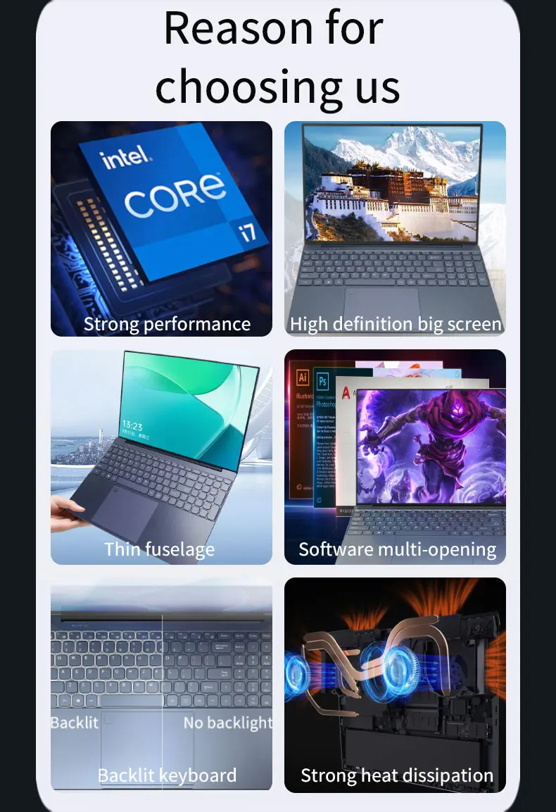 Wholesale 15.6 Inch IPS Laptop with 16GB RAM/512GB SSD Intel Brand New Business Use English Keyboard