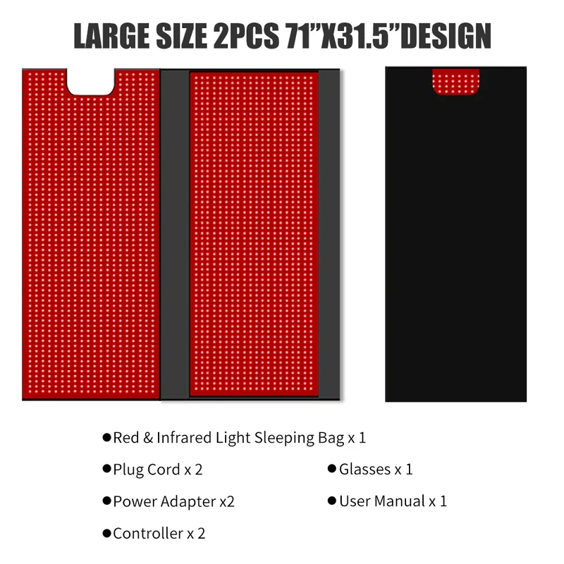 Red Infrared Light Therapy Handheld Heating Muscle Relaxation Device 660nm/850nm LEDs 2520 180x80cm Flexible Sleeping bag