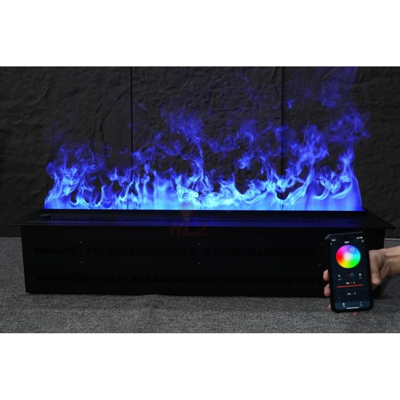 Wholesale 1m Automatic 3D LED Flame Decor Water Vapor Fireplace Insert Customizable Modern Stainless Steel Dual WIFI Living Room